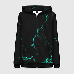Толстовка на молнии женская Color black turquoise, цвет: 3D-черный