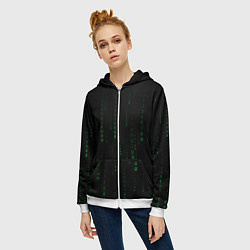 Толстовка на молнии женская Color black green, цвет: 3D-белый — фото 2