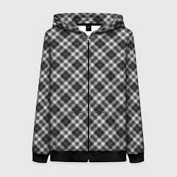 Женская толстовка на молнии Косая черно белая клетка