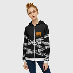 Толстовка на молнии женская Fortnite x pubg, цвет: 3D-белый — фото 2