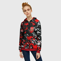 Толстовка на молнии женская Arsenal краски текстура, цвет: 3D-красный — фото 2