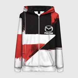 Толстовка на молнии женская Mazda логотип, цвет: 3D-белый