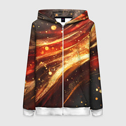 Женская толстовка на молнии Красно-золотая текстура на черном