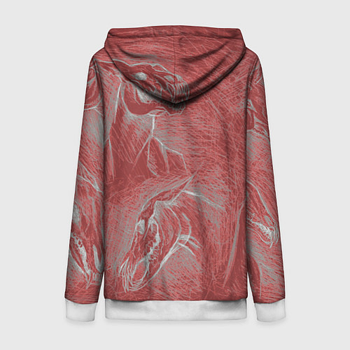 Женская толстовка на молнии Черепа лошадей - эскиз / 3D-Белый – фото 2