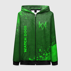Толстовка на молнии женская Watch Dogs - green gradient вертикально, цвет: 3D-черный