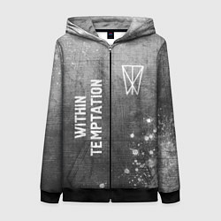 Толстовка на молнии женская Within Temptation - grey gradient вертикально, цвет: 3D-черный