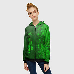 Толстовка на молнии женская Bring Me the Horizon - green gradient по-вертикали, цвет: 3D-черный — фото 2