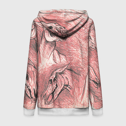 Женская толстовка на молнии Черепа лошадей - эскиз / 3D-Белый – фото 2