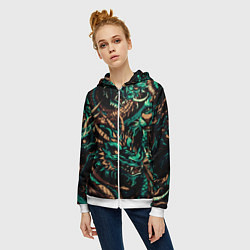 Толстовка на молнии женская Японские драконы ирезуми, цвет: 3D-белый — фото 2