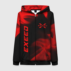 Толстовка на молнии женская Exeed - red gradient вертикально, цвет: 3D-черный