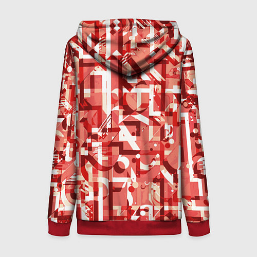 Женская толстовка на молнии Красно-белый объёмный эффект / 3D-Красный – фото 2