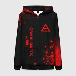 Толстовка на молнии женская Thirty Seconds to Mars - red gradient вертикально, цвет: 3D-черный