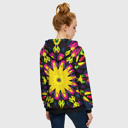 Женская толстовка на молнии Звездный калейдоскоп / 3D-Черный – фото 4