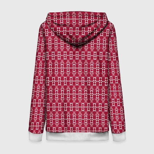 Женская толстовка на молнии Красно белый геометрический узор ретро / 3D-Белый – фото 2