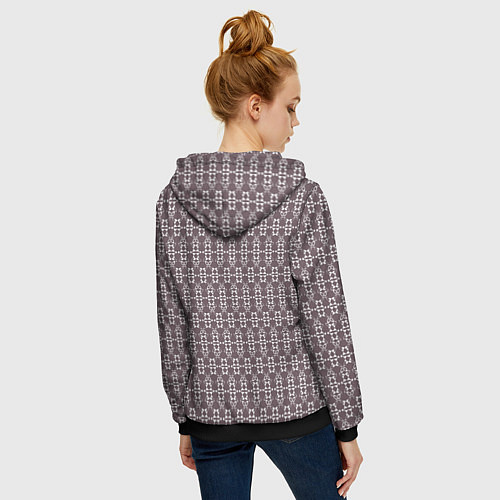 Женская толстовка на молнии Геометрический узор какао с молоком / 3D-Черный – фото 4