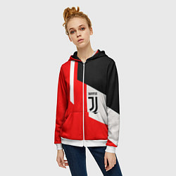 Толстовка на молнии женская Juventus sport geometry, цвет: 3D-белый — фото 2