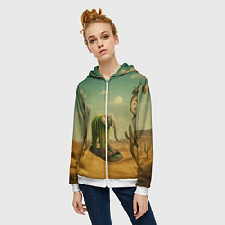 Толстовка на молнии женская Лирили ларила мем, цвет: 3D-белый — фото 2