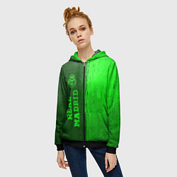 Толстовка на молнии женская Real Madrid - green gradient по-вертикали, цвет: 3D-черный — фото 2