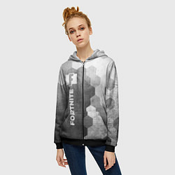 Толстовка на молнии женская Fortnite - grey gradient по-вертикали, цвет: 3D-черный — фото 2