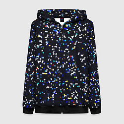 Толстовка на молнии женская Чёрно-синий мозаика паттерн, цвет: 3D-черный