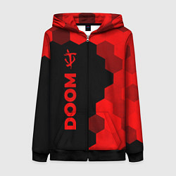 Толстовка на молнии женская Doom - red gradient по-вертикали, цвет: 3D-черный