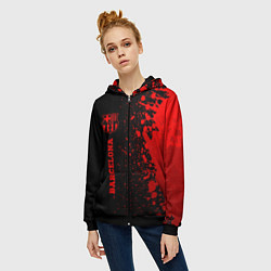 Толстовка на молнии женская Barcelona - red gradient по-вертикали, цвет: 3D-черный — фото 2