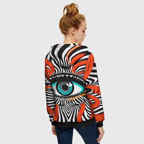 Женская толстовка на молнии Глаз / 3D-Черный – фото 4