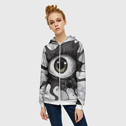 Толстовка на молнии женская Глаз и щупальца - психоделика, цвет: 3D-белый — фото 2