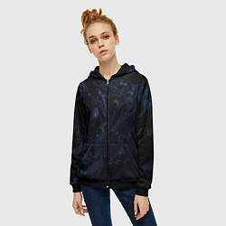 Толстовка на молнии женская Чёрно-синий абстрактный космос, цвет: 3D-черный — фото 2