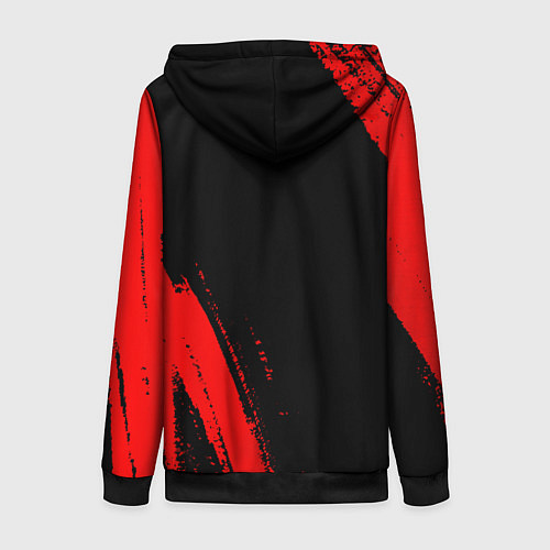 Женская толстовка на молнии Manchester United - red gradient вертикально / 3D-Черный – фото 2