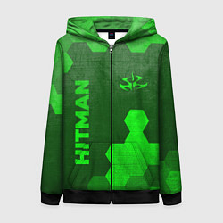 Женская толстовка на молнии Hitman - green gradient вертикально