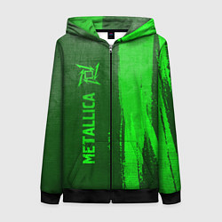 Толстовка на молнии женская Metallica - green gradient по-вертикали, цвет: 3D-черный