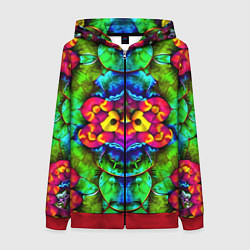 Толстовка на молнии женская Калейдоскоп с птичкой, цвет: 3D-красный