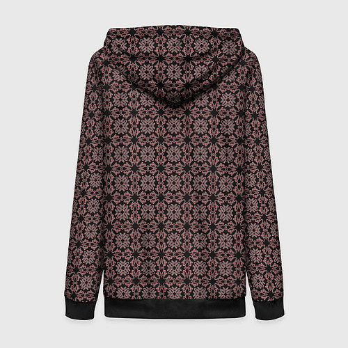 Женская толстовка на молнии Чёрный с красным узор паттерн / 3D-Черный – фото 2