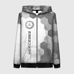 Женская толстовка на молнии Mercedes - white gradient по-вертикали