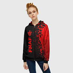 Толстовка на молнии женская FNAF - red gradient по-вертикали, цвет: 3D-черный — фото 2