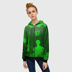 Толстовка на молнии женская Honda - green gradient вертикально, цвет: 3D-черный — фото 2