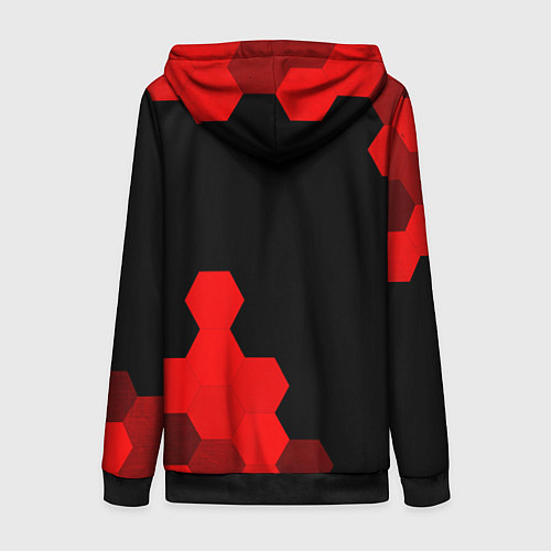 Женская толстовка на молнии Among Us - red gradient вертикально / 3D-Черный – фото 2