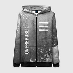 Толстовка на молнии женская OneRepublic - grey gradient вертикально, цвет: 3D-черный