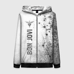 Толстовка на молнии женская Bon Jovi - white gradient по-вертикали, цвет: 3D-черный