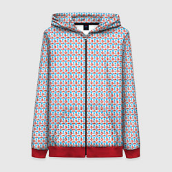 Женская толстовка на молнии Красно-синие фигуры на белом фоне