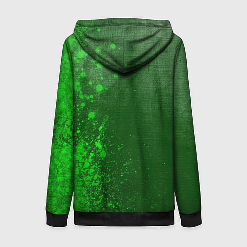 Женская толстовка на молнии Daewoo - green gradient по-вертикали / 3D-Черный – фото 2