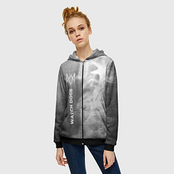 Толстовка на молнии женская Watch Dogs - grey gradient по-вертикали, цвет: 3D-черный — фото 2