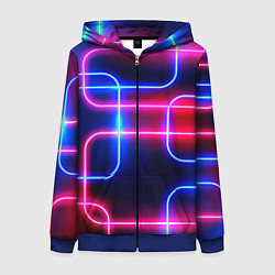 Толстовка на молнии женская Цветные светящиеся неоны, цвет: 3D-синий