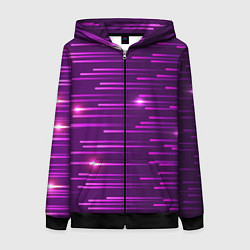 Толстовка на молнии женская Цветные светящиеся полосы, цвет: 3D-черный
