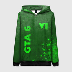 Толстовка на молнии женская GTA 6 - green gradient вертикально, цвет: 3D-черный