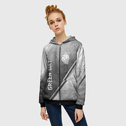 Толстовка на молнии женская Green Day - grey gradient вертикально, цвет: 3D-черный — фото 2