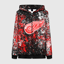 Толстовка на молнии женская Detroit Red Wings NHL black, цвет: 3D-черный