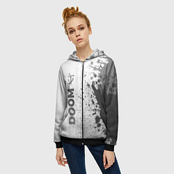 Толстовка на молнии женская Doom - white gradient по-вертикали, цвет: 3D-черный — фото 2