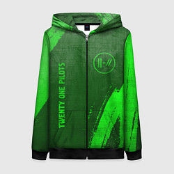 Женская толстовка на молнии Twenty One Pilots - green gradient вертикально